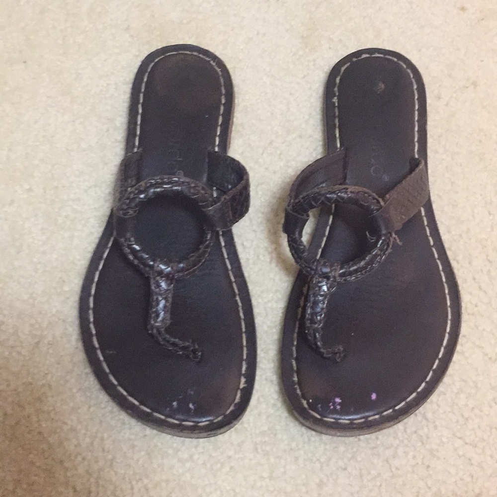 Bernardo Dark Brown Leather Sandal Sz 8.5